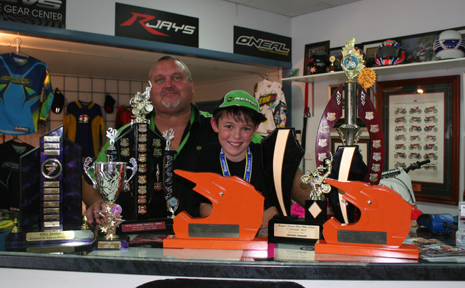 MOTOCROSS STAR: Biloela’s Jayden Pender, with Active Motorcycles Chris Breitkreutz, took out a series of titles in Motocross competitions this year. MOTOCROSS STAR: Biloela’s Jayden Pender, with Active Motorcycles Chris Breitkreutz, took out a series of titles in Motocross competitions this year.