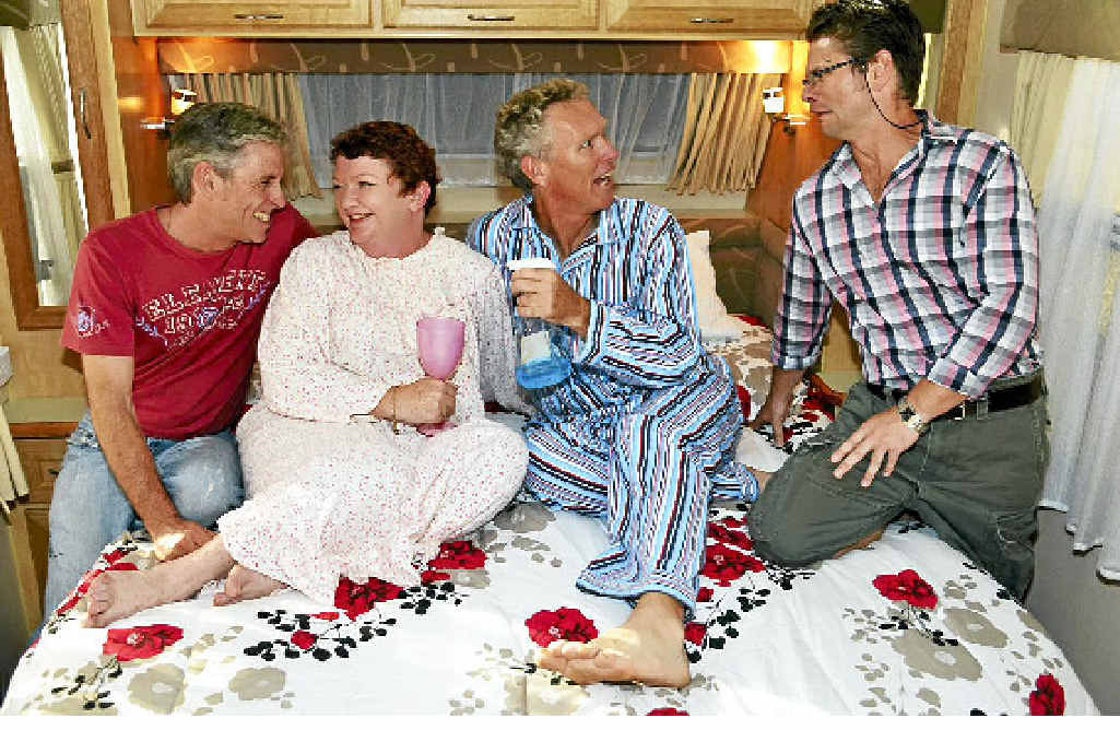 ON STAGE: Rodney (Brett Klease), Penny (Jenni McCaul), Parkes (Frank Wilkie) and Pierce (Steve Mitchell). ON STAGE: Rodney (Brett Klease), Penny (Jenni McCaul), Parkes (Frank Wilkie) and Pierce (Steve Mitchell).