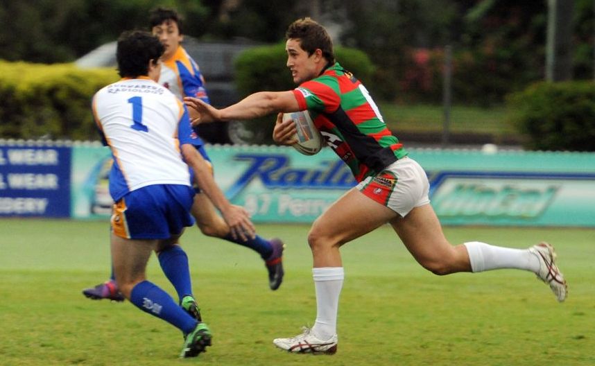 A GRADE: Hervey Bay Seagulls Tomas Quill breaks through Waves Tigers defence to score the first try of the game. Photo: Scottie Simmonds / NewsMail A GRADE: Hervey Bay Seagulls Tomas Quill breaks through Waves Tigers defence to score the first try of the game. Photo: Scottie Simmonds / NewsMail