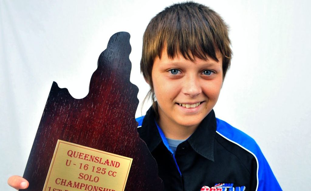 STATE CHAMP: Brandan Coglan returns from the under 16 Queensland Speedway Championships with top honors. Photo: Max Fleet / NewsMail STATE CHAMP: Brandan Coglan returns from the under 16 Queensland Speedway Championships with top honors. Photo: Max Fleet / NewsMail