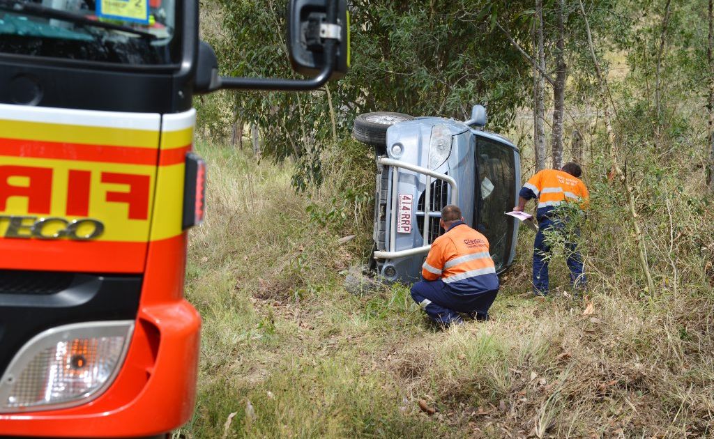 A mum and her four children survive a crash on Neerdie Rd, Gunalda. A mum and her four children survive a crash on Neerdie Rd, Gunalda.