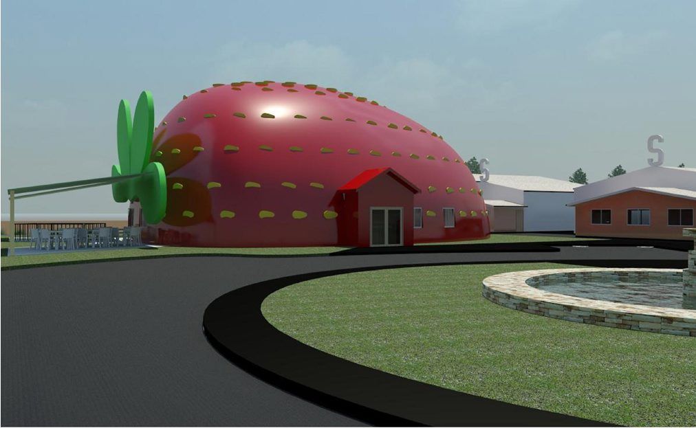 BERRY BIG: The planned strawberry building. BERRY BIG: The planned strawberry building.