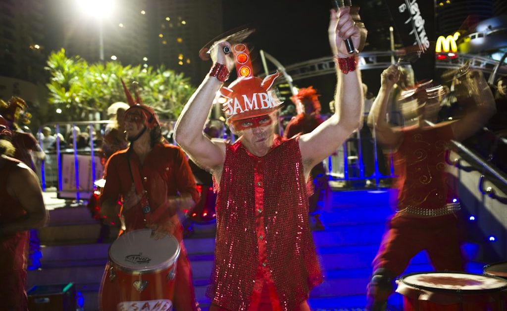 Drum it out - the Samba-Blisstas are all about red and a good time. Drum it out - the Samba-Blisstas are all about red and a good time.