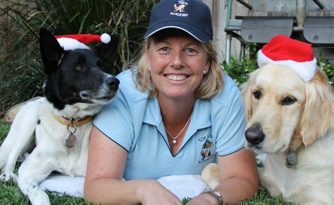 Local dog trainer Rhonda Robinson with Top Dog Academy students, Pandas and Aspen. Local dog trainer Rhonda Robinson with Top Dog Academy students, Pandas and Aspen.