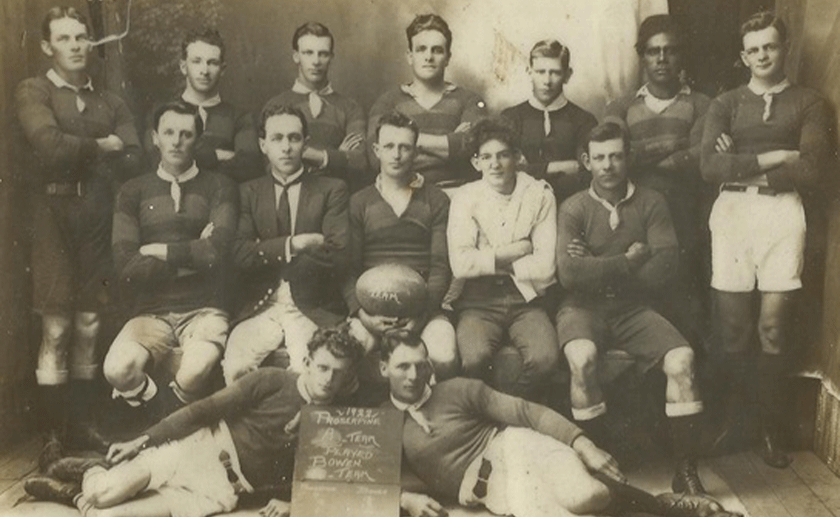 1922 PROSERPINE A TEAM: Back: W Compton, W Garbutt, F Grosskreutz, R Jensen, W Greenwood, G Dudley, J Ironside. Centre: F Nicholas, T Morrissey (manager), T Tracey (C), W Watts (trainer), F Greenwood. Front: W Warren, R Grosskreutz.
1922 PROSERPINE A TEAM: Back: W Compton, W Garbutt, F Grosskreutz, R Jensen, W Greenwood, G Dudley, J Ironside. Centre: F Nicholas, T Morrissey (manager), T Tracey (C), W Watts (trainer), F Greenwood. Front: W Warren, R Grosskreutz.