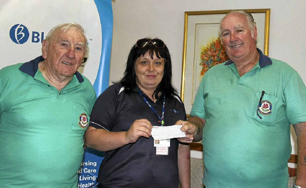 Warwick Lions Club members helped raised $5000 for Warwick Blue Care. (From left) Trevor Sheeran, Angela Davies and John Griffith. Warwick Lions Club members helped raised $5000 for Warwick Blue Care. (From left) Trevor Sheeran, Angela Davies and John Griffith.