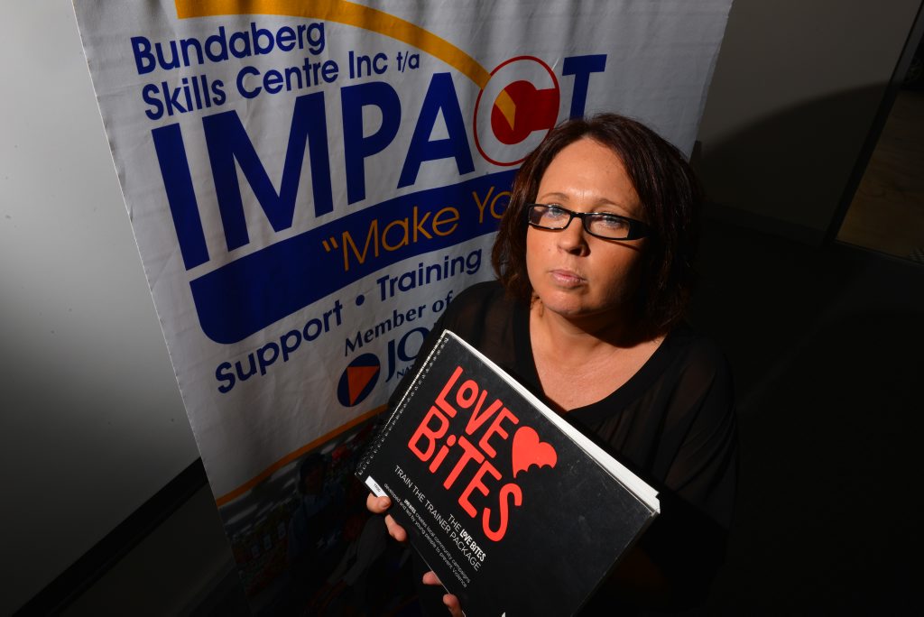 IMPORTANT LESSON: Impact youth worker Amanda Scarborough says the domestic violence program; Love Bites has been popular with schools. Photo: Scottie Simmonds / NewsMail IMPORTANT LESSON: Impact youth worker Amanda Scarborough says the domestic violence program; Love Bites has been popular with schools. Photo: Scottie Simmonds / NewsMail