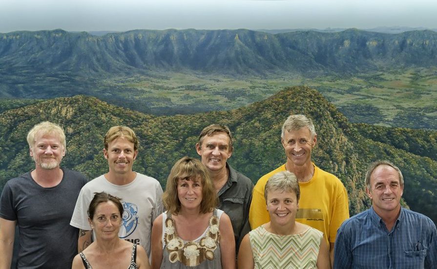 The Caldera Art Mural artistic team: (back row) Cameron Pitcher, Christian Griffiths, Andy Reimanis, Greg Newland, (front row) Roslyn Oakes, Barbara Suttie, Regina Rossdeutscher, Mark Comport. Absent: Jaap Roskam and Mark Brombal The Caldera Art Mural artistic team: (back row) Cameron Pitcher, Christian Griffiths, Andy Reimanis, Greg Newland, (front row) Roslyn Oakes, Barbara Suttie, Regina Rossdeutscher, Mark Comport. Absent: Jaap Roskam and Mark Brombal