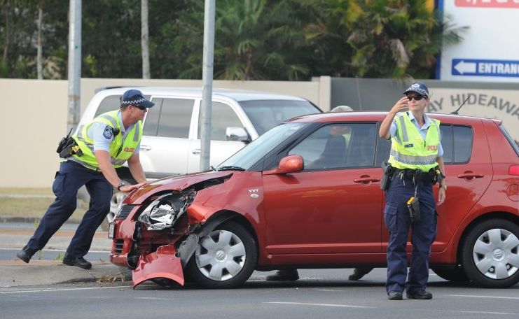 Police on the scene of a crash at the intersection of Ibis Boulevard and Maryborough-Hervey Bay Rd in Eli Waters. Police on the scene of a crash at the intersection of Ibis Boulevard and Maryborough-Hervey Bay Rd in Eli Waters.