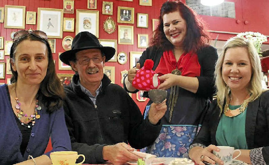 ART PARTY: Susanna Carpi, Stephen Nelson, Nadine Whitney and Katie O’Rourke celebrate the success of Lismore’s Art in the Heart project with art and a cup of tea in Nadine’s new shop in the Star Court Arcade. ART PARTY: Susanna Carpi, Stephen Nelson, Nadine Whitney and Katie O’Rourke celebrate the success of Lismore’s Art in the Heart project with art and a cup of tea in Nadine’s new shop in the Star Court Arcade.