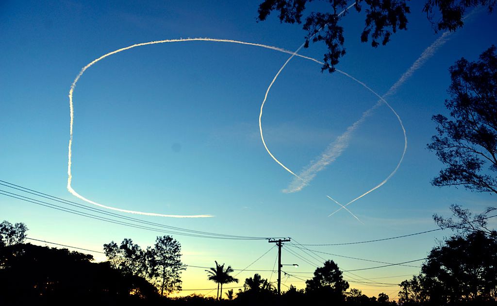 Joseph Kendall took this photograph of two planes circling Ipswich on Tuesday. Joseph Kendall took this photograph of two planes circling Ipswich on Tuesday.