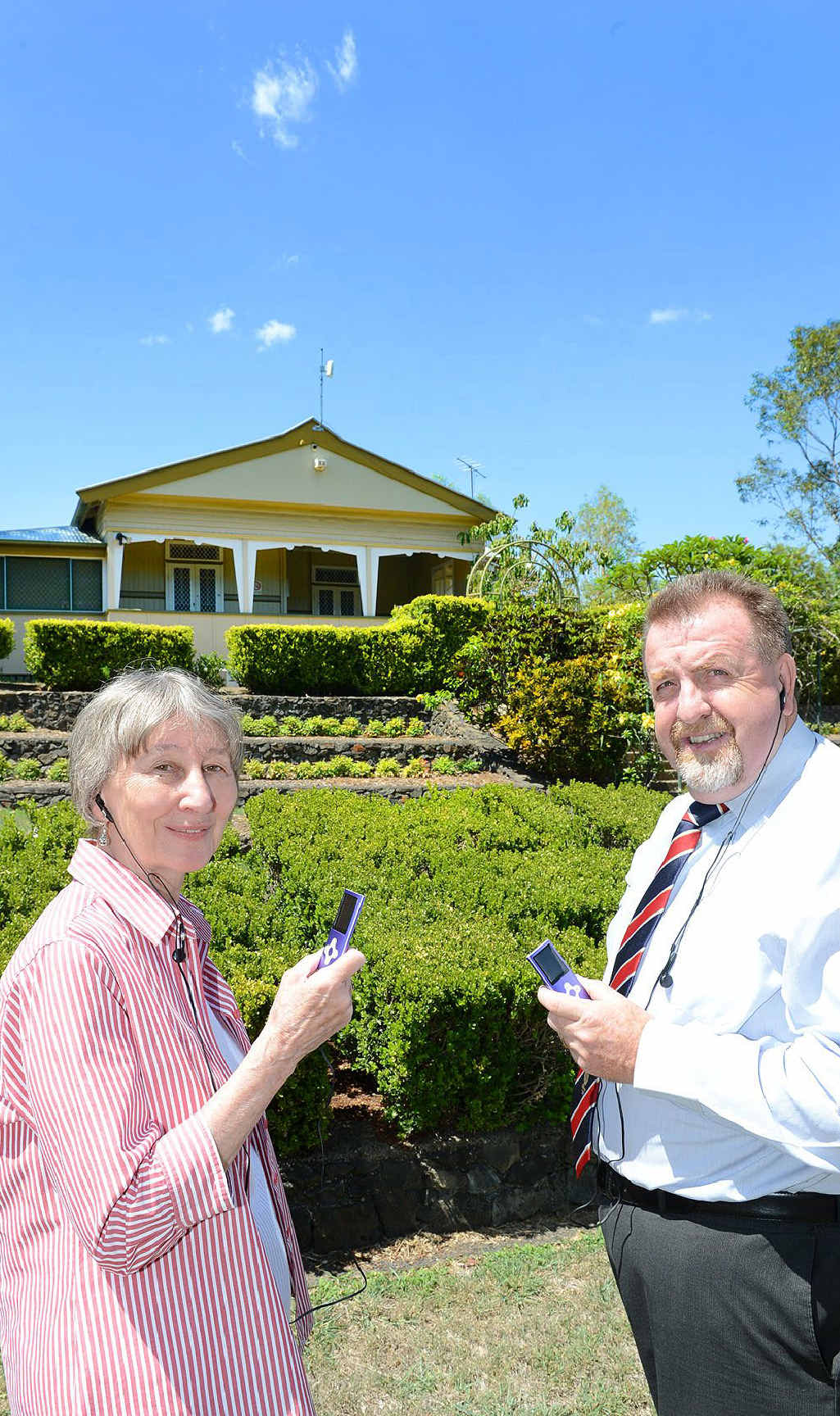 HEARING HISTORY: Historian Robyn Buchanan and Ipswich Planning and Development chairman Paul Tully have launched a Queens Park audio tour covering historic sites around the park. HEARING HISTORY: Historian Robyn Buchanan and Ipswich Planning and Development chairman Paul Tully have launched a Queens Park audio tour covering historic sites around the park.