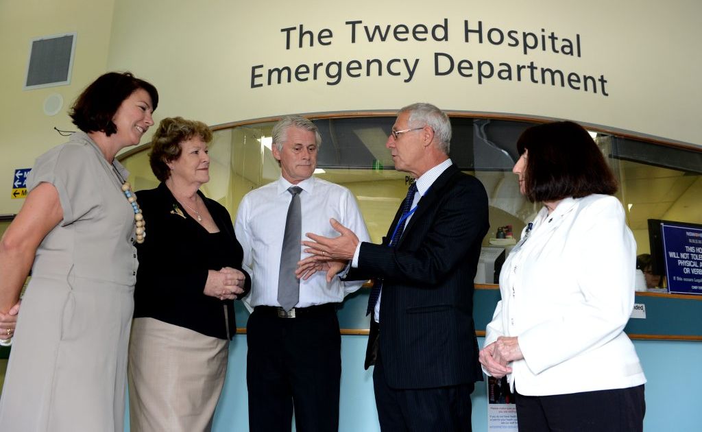 Melinda Pavey, Jillian Skinner, Geoff Provest, Tim Free and Hazel Bridgett at Tweed Hospital. Melinda Pavey, Jillian Skinner, Geoff Provest, Tim Free and Hazel Bridgett at Tweed Hospital.