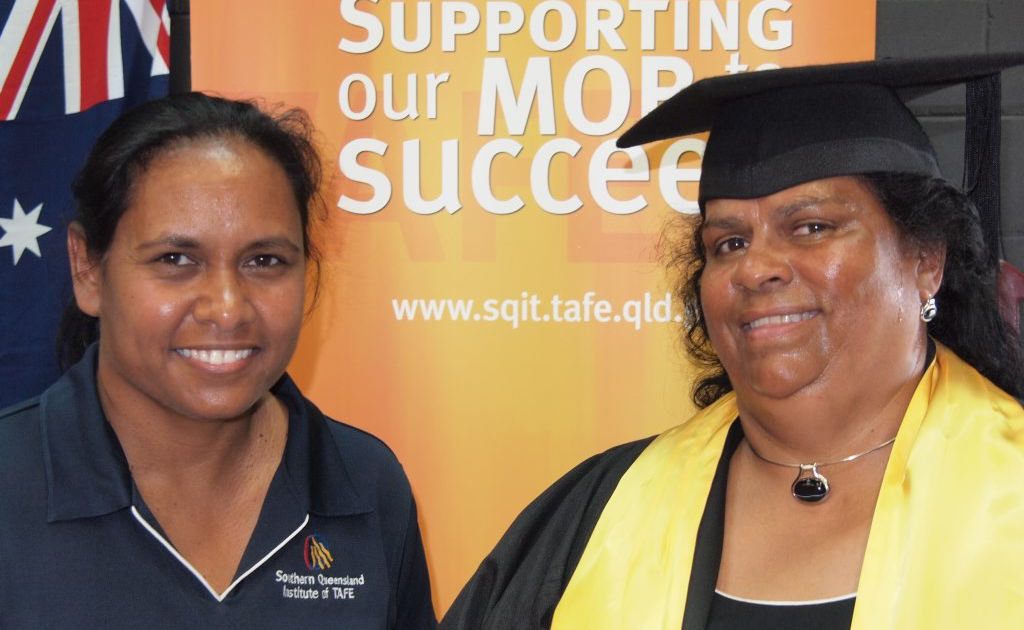 THE GRADUATE: Nurunderi TAFE's Margaret Cobbo (left) with Elizabeth Kennell. THE GRADUATE: Nurunderi TAFE's Margaret Cobbo (left) with Elizabeth Kennell.