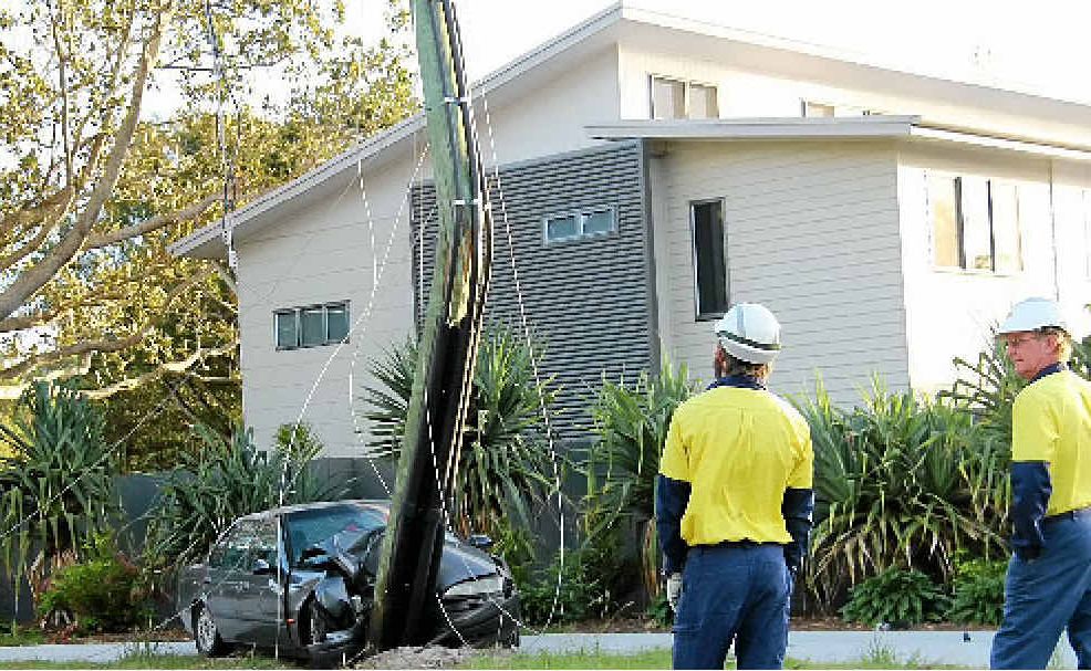 BLACK OUT: The scene at Broken Head Rd at Suffolk Park yesterday morning. BLACK OUT: The scene at Broken Head Rd at Suffolk Park yesterday morning.
