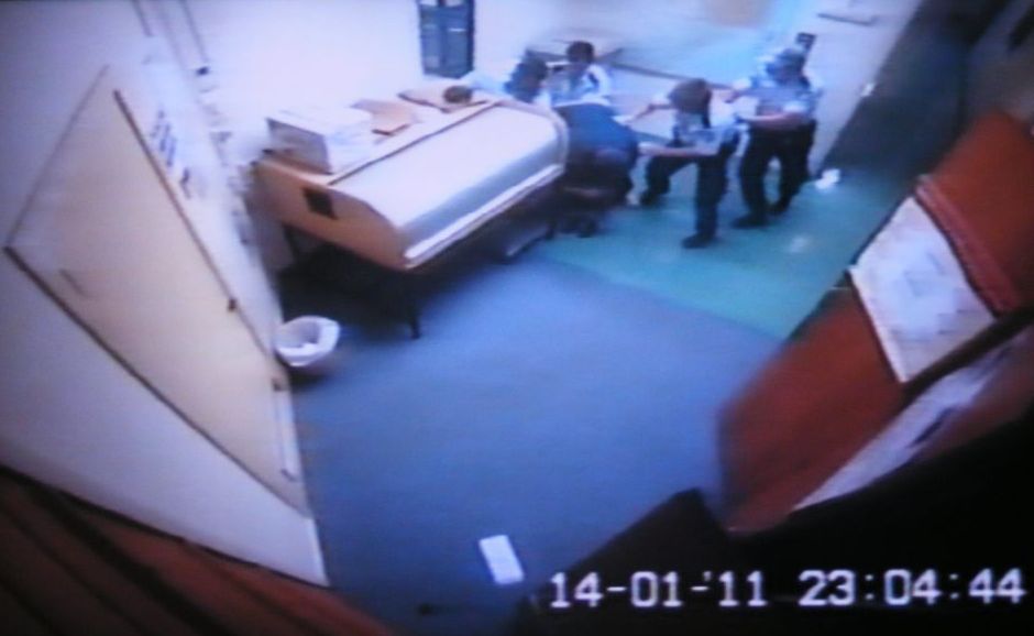 CCTV footage in Ballina Police Station taken on January 14th 2011 of Corey Barker being allegedly bashed. CCTV footage in Ballina Police Station taken on January 14th 2011 of Corey Barker being allegedly bashed.