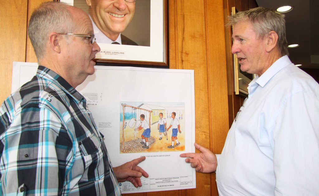 Council employee Bob Hanby (right) with Lyle Burgoyne from Kenya Health who will travel to Kenya to conduct free health clinics. Council employee Bob Hanby (right) with Lyle Burgoyne from Kenya Health who will travel to Kenya to conduct free health clinics.