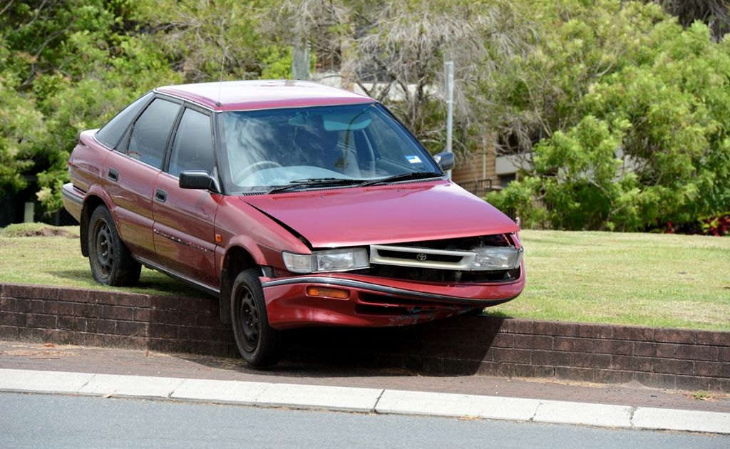 Car finds bizarre resting place in Tweed. Car finds bizarre resting place in Tweed.