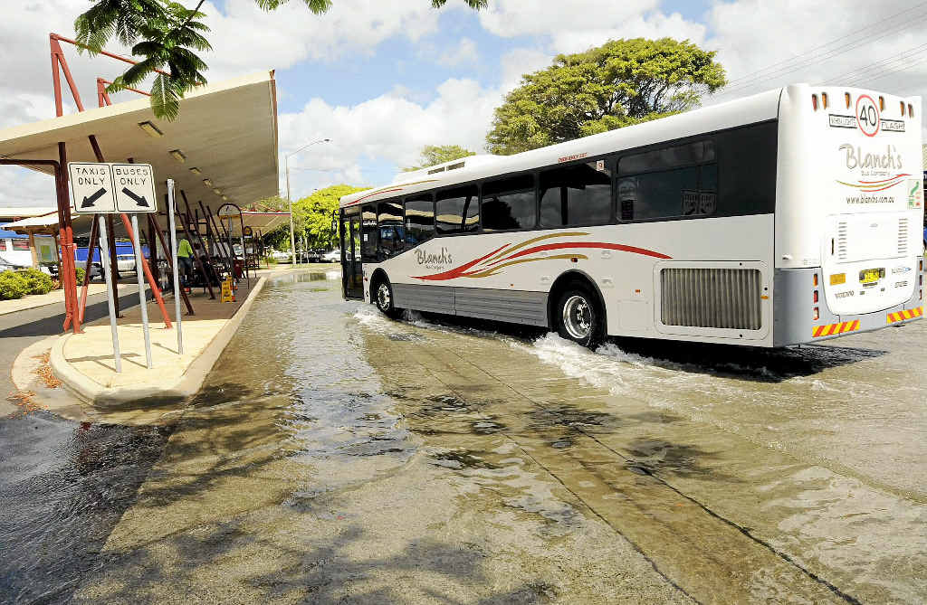 TIDE IS HIGH: King tide in Ballina at the Tamar St bus interchange at 10 am, Friday, December 14. TIDE IS HIGH: King tide in Ballina at the Tamar St bus interchange at 10 am, Friday, December 14.