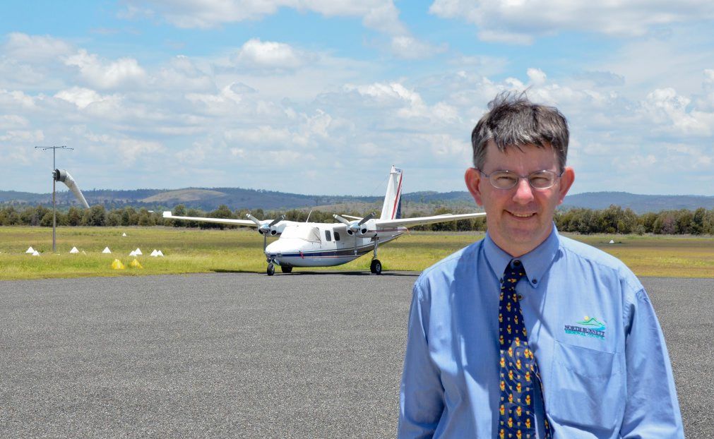 AIRPORT PLANNING: Council CEO Mark Pitt at Gayndah Airport, which could be expanded into a regional hub. AIRPORT PLANNING: Council CEO Mark Pitt at Gayndah Airport, which could be expanded into a regional hub.