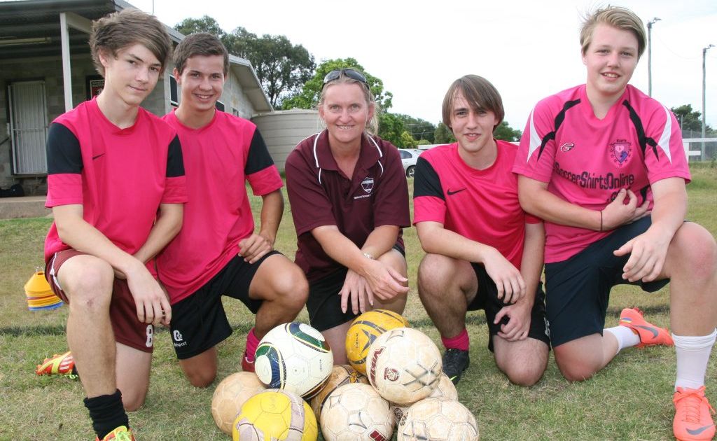 SET FOR SYDNEY: Getting in some training before next months national futsal titles in Sydney are Kingaroy Rustixs Queensland Boys team players Sam Gray, Bailey Raines, Reuben Vandenberg and Luke Vandenberg with coach Debbie Ovens. SET FOR SYDNEY: Getting in some training before next months national futsal titles in Sydney are Kingaroy Rustixs Queensland Boys team players Sam Gray, Bailey Raines, Reuben Vandenberg and Luke Vandenberg with coach Debbie Ovens.