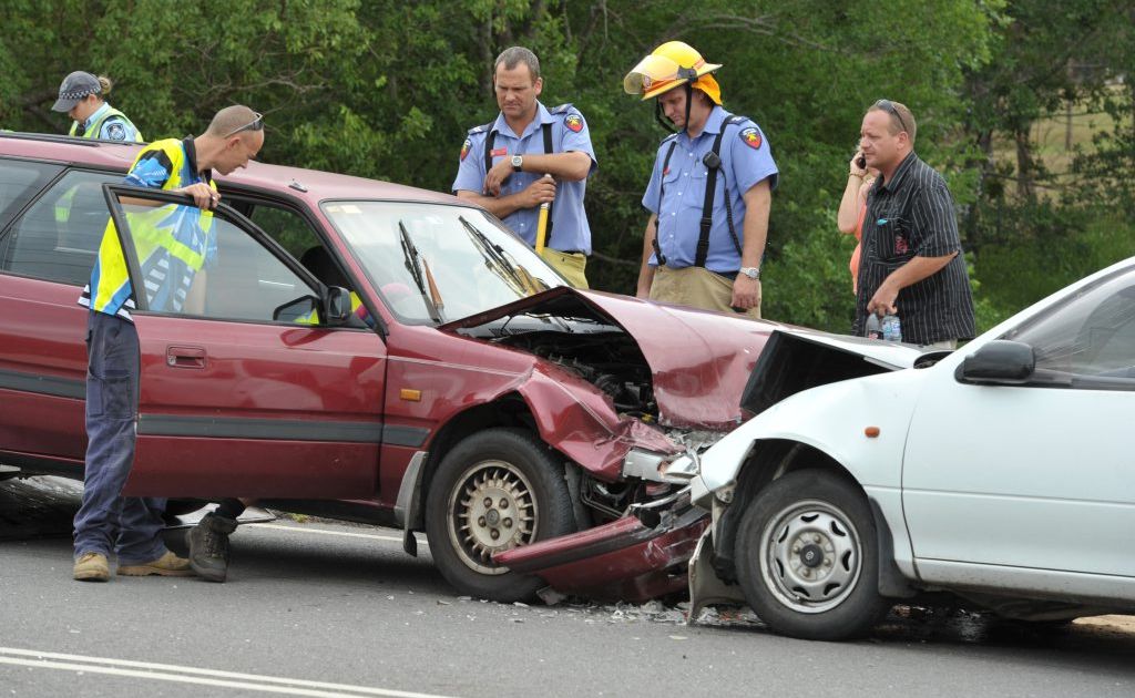 A traffic accident on Mary Street at Blackstone on Friday morning. A traffic accident on Mary Street at Blackstone on Friday morning.