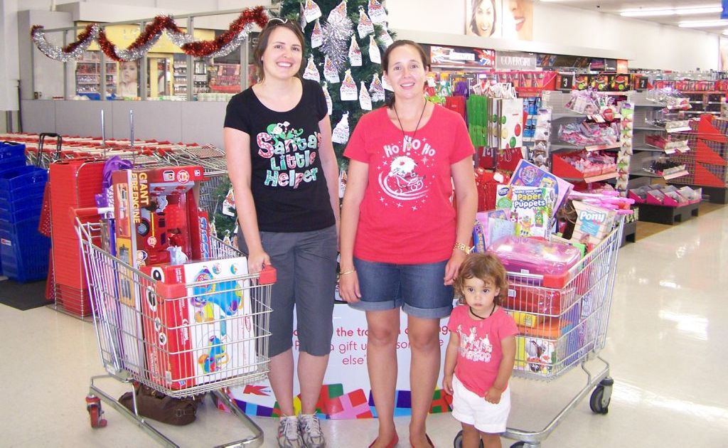 Erin McGovern and Amy Williamson show off the haul donated to the wishing tree. Photo: Contributed Erin McGovern and Amy Williamson show off the haul donated to the wishing tree. Photo: Contributed