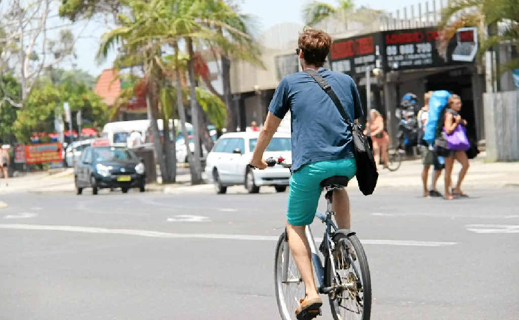 NO SAFETY HELMET: A regular sight in the streets of Byron Bay and one there may be little point in fighting. NO SAFETY HELMET: A regular sight in the streets of Byron Bay and one there may be little point in fighting.