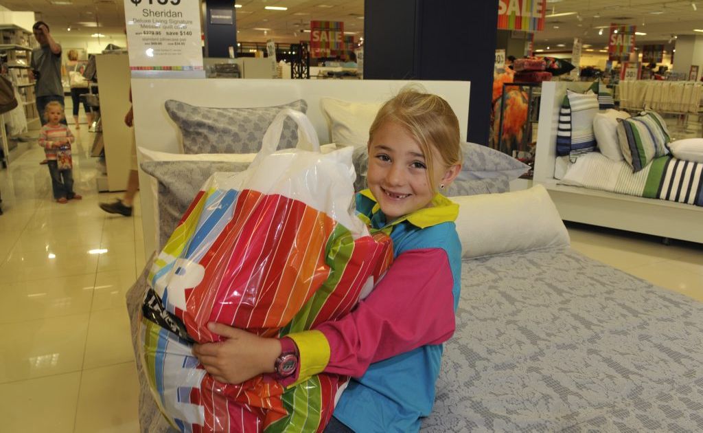 Youngster Sophie Aylmore with a bag of goodies at Myer Toowoomba. Youngster Sophie Aylmore with a bag of goodies at Myer Toowoomba.