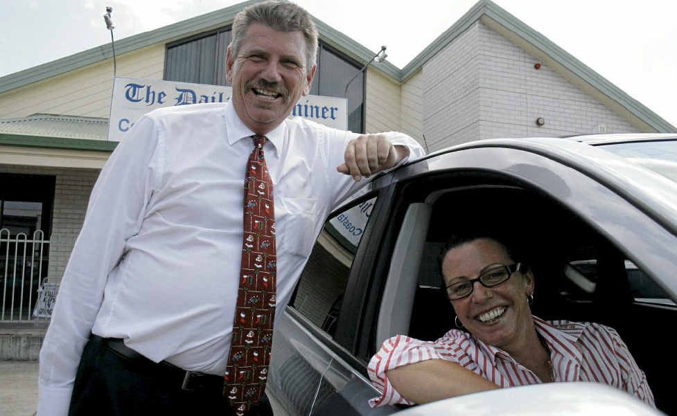Clarence Coast Nissan manager Geoff Wicks delivers a new Nissan Dualis Ti-L to Daily Examiner general manager Judy Lewis who appreciates the great value in shopping local. Photo: Kate Matthews Clarence Coast Nissan manager Geoff Wicks delivers a new Nissan Dualis Ti-L to Daily Examiner general manager Judy Lewis who appreciates the great value in shopping local. Photo: Kate Matthews