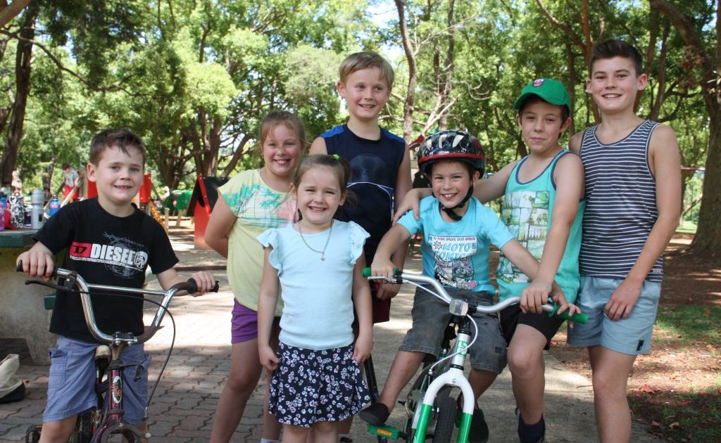 Having a huge day in the park are (from left) Lucas Ernst, Taylah Erdmann, Bridie Ernst, Riley Ernst, Cooper Erdmann, Bailey Erdmann and Brodie Ernst. Having a huge day in the park are (from left) Lucas Ernst, Taylah Erdmann, Bridie Ernst, Riley Ernst, Cooper Erdmann, Bailey Erdmann and Brodie Ernst.