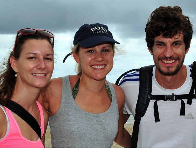 HOLIDAYING BY THE BEACH: International visitors Simone, Leonie and Johannes soak up the sun at Main Beach. HOLIDAYING BY THE BEACH: International visitors Simone, Leonie and Johannes soak up the sun at Main Beach.