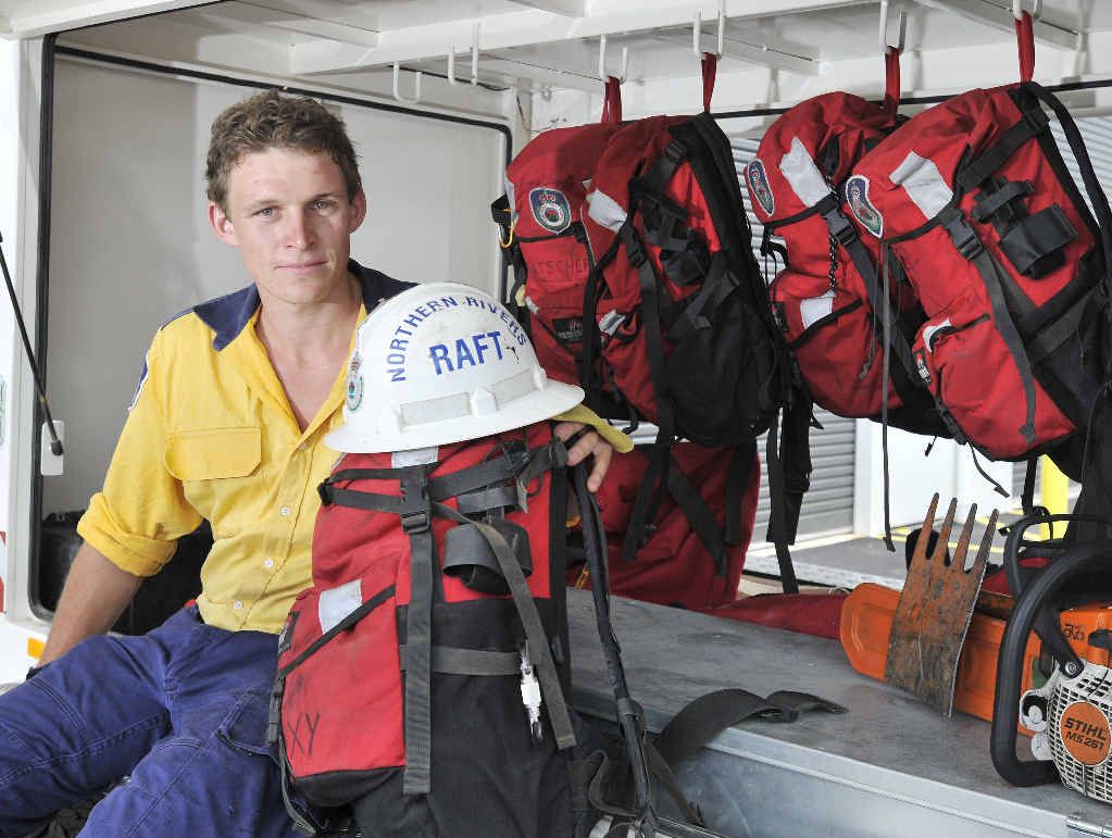 ON CALL: Jason Bruessow of the remote area firefighter team based in Casino. ON CALL: Jason Bruessow of the remote area firefighter team based in Casino.