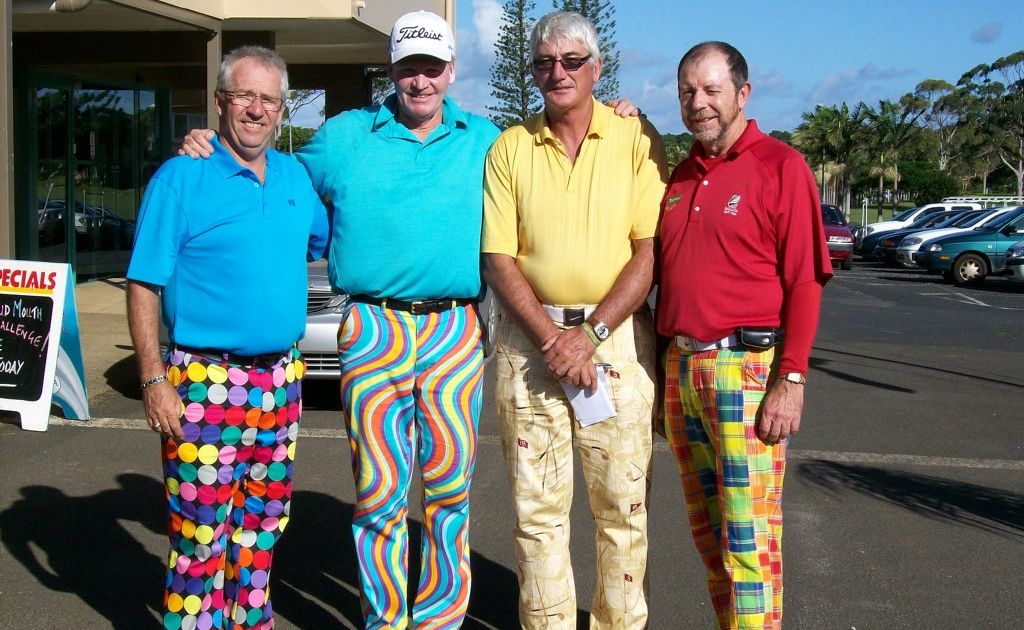 Ken McIntosh, Colin Edwards, Greg Cross and Mike Kelly rocked the Loudmouth look at a previous challenge. Photo: Contributed Ken McIntosh, Colin Edwards, Greg Cross and Mike Kelly rocked the Loudmouth look at a previous challenge. Photo: Contributed