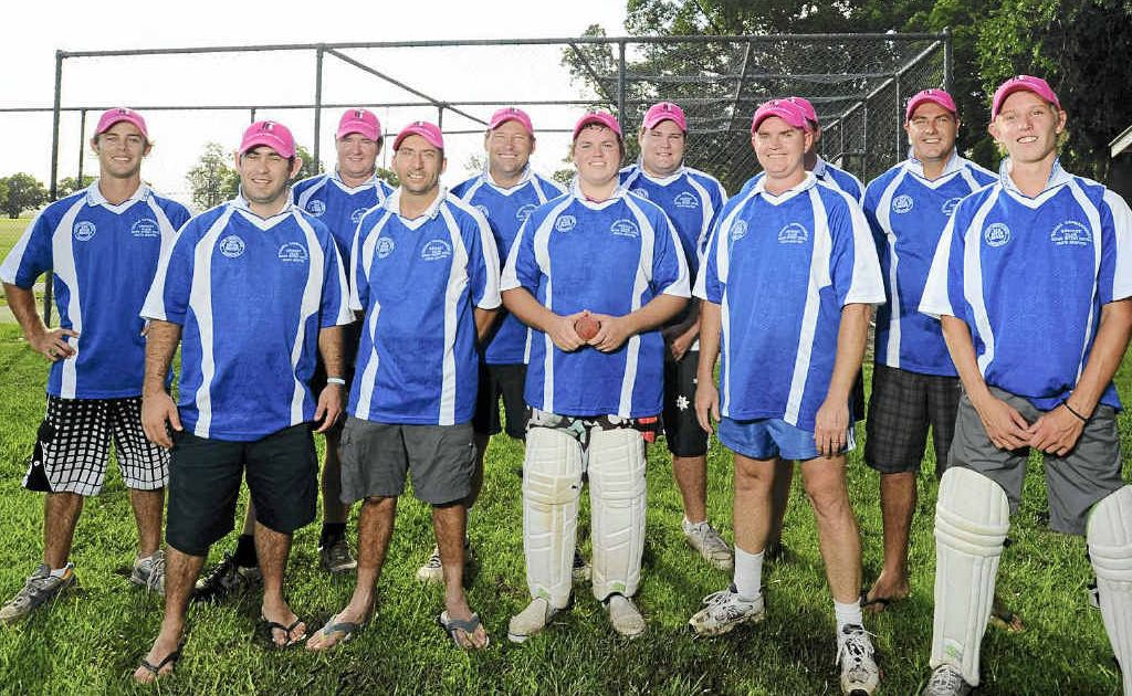 The boys from Tucabia Copmanhurst Cricket Club try out their gear for last year’s Pink Stumps Day. Photo: JoJo Newby The boys from Tucabia Copmanhurst Cricket Club try out their gear for last year’s Pink Stumps Day. Photo: JoJo Newby