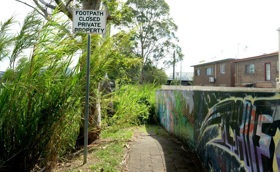 Overgrown and out-of-bounds, this walkway is closed to the public in Murwillumbah. Overgrown and out-of-bounds, this walkway is closed to the public in Murwillumbah.