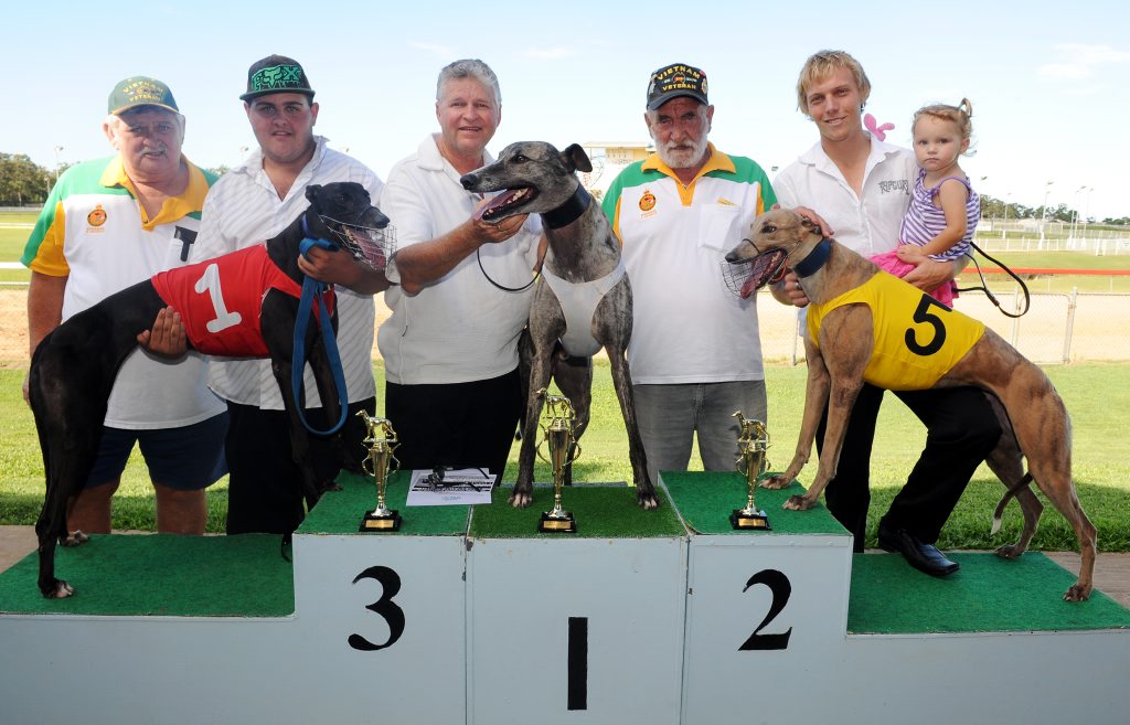 ANZAC CUP: Vietnam veteran Jim Harvey, Brodie Burgess, Gary Keep, Vietnam veteran Len Reichle, Chris Gear and his daughter Jade Gear with the place getters in the Anzac Day Cup Smart Force, One In Ten and Oh My Papa, Keep had success at Thabeban Park at the weekend. Photo: Max Fleet/NewsMail ANZAC CUP: Vietnam veteran Jim Harvey, Brodie Burgess, Gary Keep, Vietnam veteran Len Reichle, Chris Gear and his daughter Jade Gear with the place getters in the Anzac Day Cup Smart Force, One In Ten and Oh My Papa, Keep had success at Thabeban Park at the weekend. Photo: Max Fleet/NewsMail