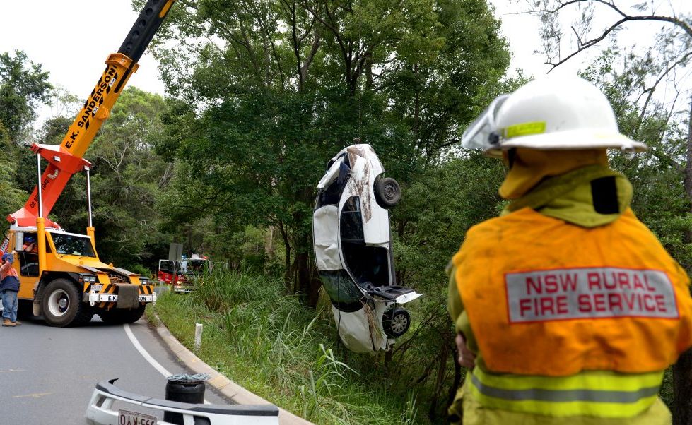 Car into the Tweed river past Murwillumbah Photo: John Gass / Daily News Car into the Tweed river past Murwillumbah Photo: John Gass / Daily News
