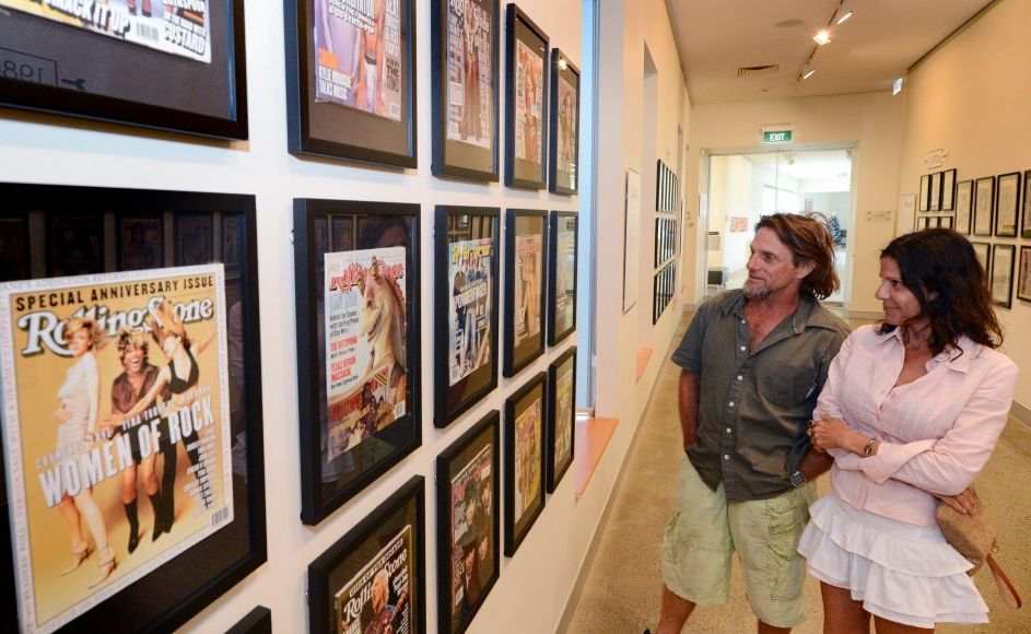 Basilia Bensoussan and Dayan Dennis from Byron Bay check out the Rolling Stone exhibition at Tweed Regional Art Gallery. Photo: Blainey Woodham / Daily News Basilia Bensoussan and Dayan Dennis from Byron Bay check out the Rolling Stone exhibition at Tweed Regional Art Gallery. Photo: Blainey Woodham / Daily News