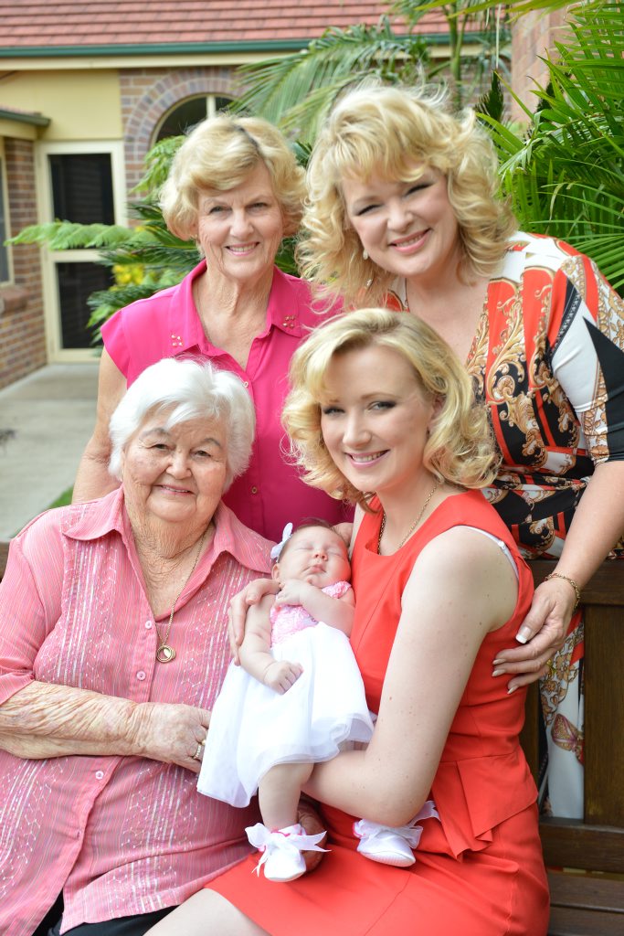Beryl Hoolihan and Karyn de Vere (at rear) with Iris Atkinson and Emma Novak holding baby Amelia Novak. Beryl Hoolihan and Karyn de Vere (at rear) with Iris Atkinson and Emma Novak holding baby Amelia Novak.