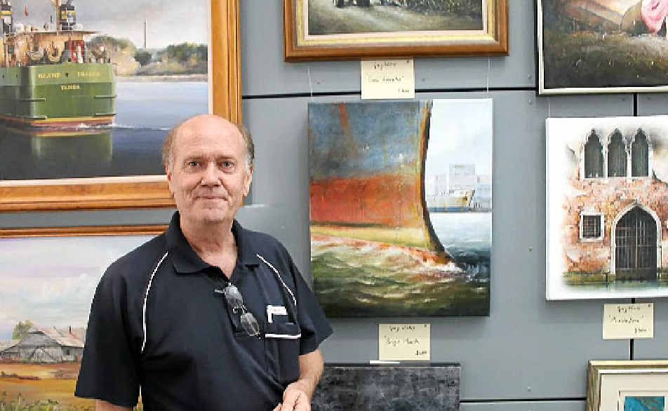PICTURE OF HEALTH: Richard Jux displays some of the paintings in the Art for Oncology exhibition. PICTURE OF HEALTH: Richard Jux displays some of the paintings in the Art for Oncology exhibition.