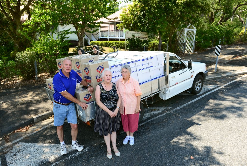 Ipswich Genealogical Society president Chris Lloyd (centre), Councillor Bruce Casos and secretary Audrey Dillon pack up the society's belongings and move from the former Blackstone State School to an uncertain future. Ipswich Genealogical Society president Chris Lloyd (centre), Councillor Bruce Casos and secretary Audrey Dillon pack up the society's belongings and move from the former Blackstone State School to an uncertain future.