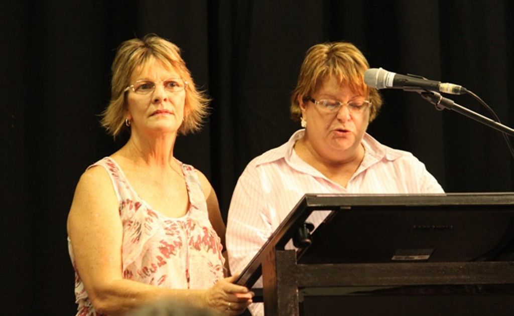 Kris Jones-McKinstrey and Debbie Elliott began the night's proceedings by congratulating their community and warning the board to give them a fair go. Photo:Kathleen Calderwood Kris Jones-McKinstrey and Debbie Elliott began the night's proceedings by congratulating their community and warning the board to give them a fair go. Photo:Kathleen Calderwood