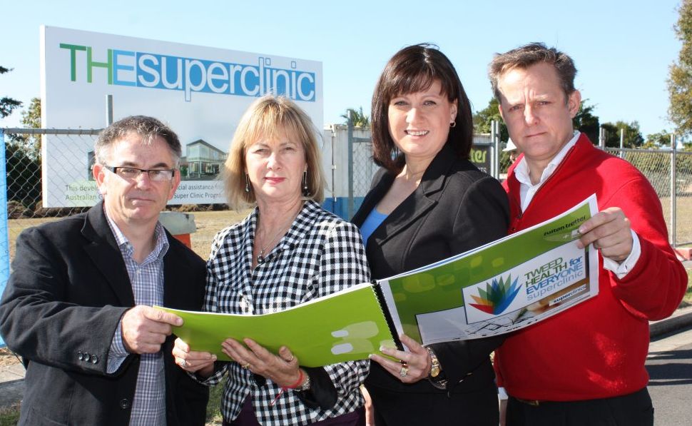 Contributed. Architect Andrew Armstrong, Dr Di Blankensee, Justine Elliot MP and Dr Austin Stern at the new GP super clinic. Contributed. Architect Andrew Armstrong, Dr Di Blankensee, Justine Elliot MP and Dr Austin Stern at the new GP super clinic.