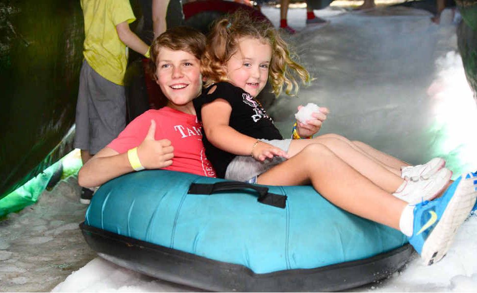 Broden Ingram, 11, and Kiara Ingram, 3, of Harrisville, enjoy the slide. Broden Ingram, 11, and Kiara Ingram, 3, of Harrisville, enjoy the slide.