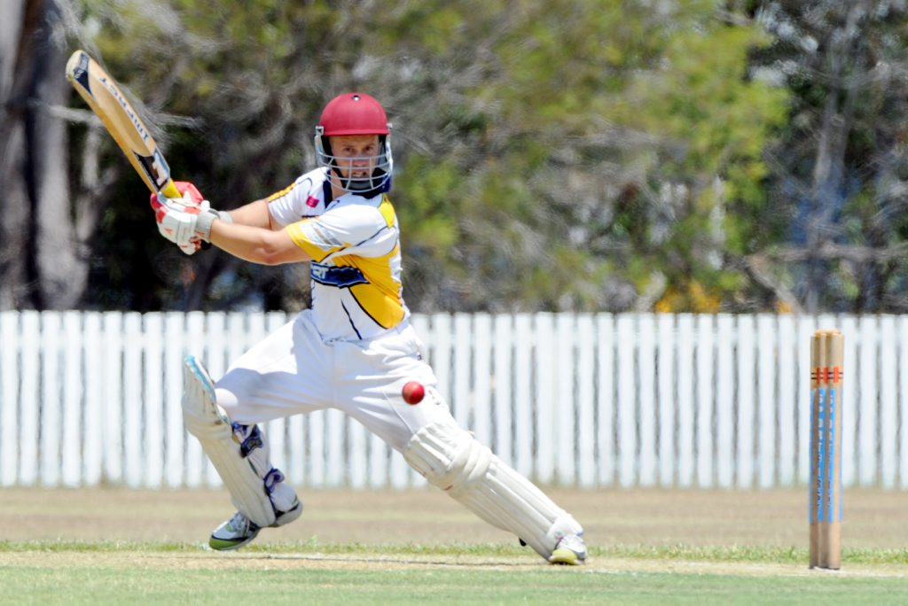 Bushrangers opener Tony Andrews slashes through the off side during the match against Hervey Bay Tigers. Bushrangers opener Tony Andrews slashes through the off side during the match against Hervey Bay Tigers.
