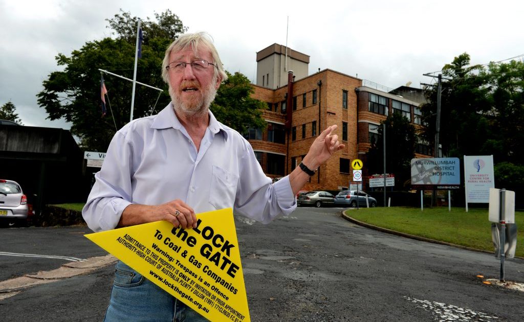 Michael McNamara out front of the Murwillumbah hospital. Michael McNamara out front of the Murwillumbah hospital.