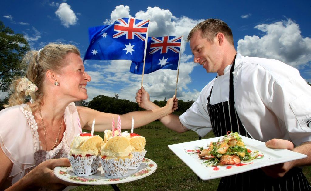 Phoenicia Altaire and Chef Leigh Robertson strongly disagree on which dish is best for Australia Day at Flutterbies in Tyalgum. Phoenicia Altaire and Chef Leigh Robertson strongly disagree on which dish is best for Australia Day at Flutterbies in Tyalgum.