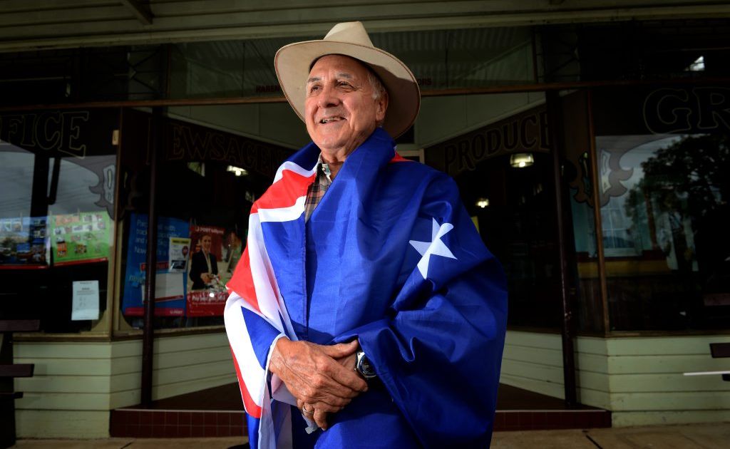 Dennis Scanlon is all dressed up for Australia Day in Tyalgum. Dennis Scanlon is all dressed up for Australia Day in Tyalgum.