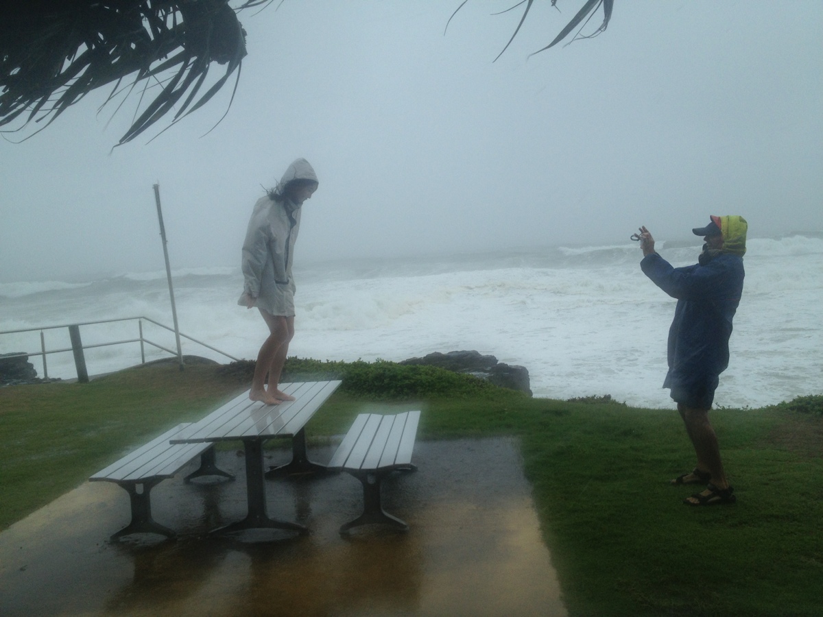 People out to get photos in weather People out to get photos in weather